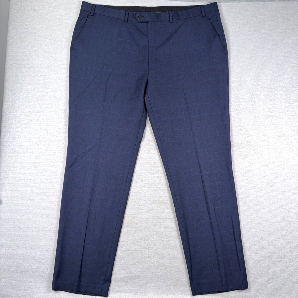 Lauren Ralph Lauren Dress Pants Mens 42x32 Blue Windowpane Wool Polyester Blend